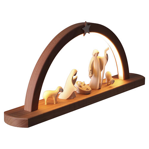 Arco natalizio in legno Natività collezione Aram LED presepe Val Gardena 20x45x5 cm 5