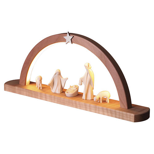 Wooden Christmas arch with Holy Family ARAM LED collection Val Gardena 20x45x5 cm 4