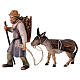 Shepherd with donkey and firewood for 10 cm Nativity Scene, Original Pastore collection of Val Gardena s1