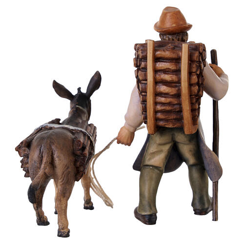 Pastore con asino e legna presepe Original Pastore Val Gardena 10cm 6
