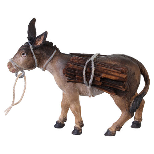 Pastor com burro e lenha para presépio Original Pastore Val Gardena 10 cm 5