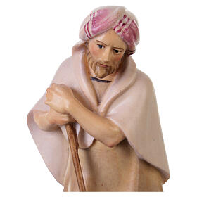 Shepherd with hoe from 12 cm Original Cometa Nativity Scene in painted wood, Val Gardena