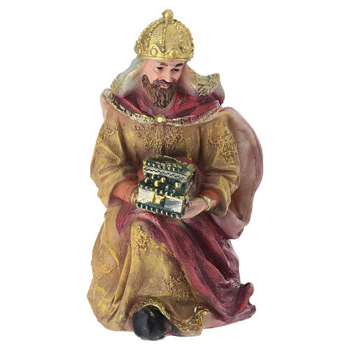 STOCK Re magio in ginocchio presepe 27 cm resina multicolor 1