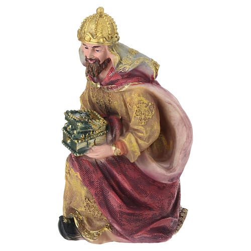 STOCK Król klęczący - figurka do szopki 27 cm, żywica, wielokolorowa 3