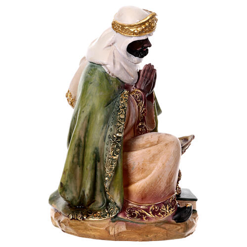 STOCK Moor Wise Man sitting for 30 cm Nativity Scene, painted resin 3
