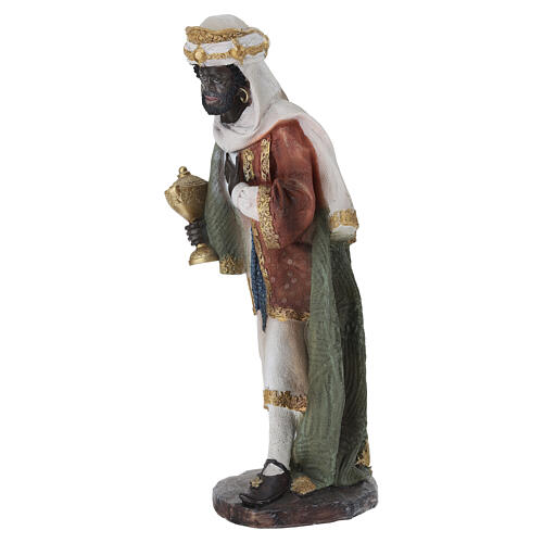 STOCK Re Magio Moro per presepe resina e stoffa 30 cm 5