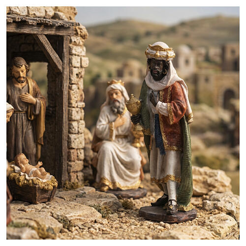 STOCK Figura Król Mędrzec ciemnoskóry do szopki, żywica i tkanina, 30 cm 2
