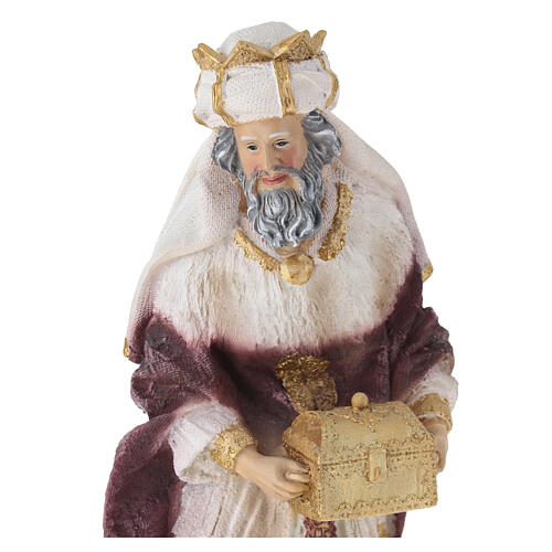 STOCK Re Magio bianco per presepe resina e stoffa 30 cm 3