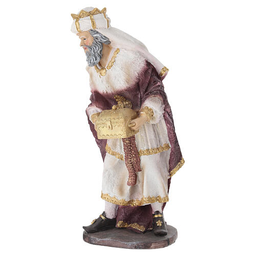 STOCK Rei Mago Branco para presépio resina e tecido 30 cm 4