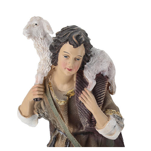 STOCK Shepherd with sheep for 30 cm Nativity Scene, resin and fabric 3