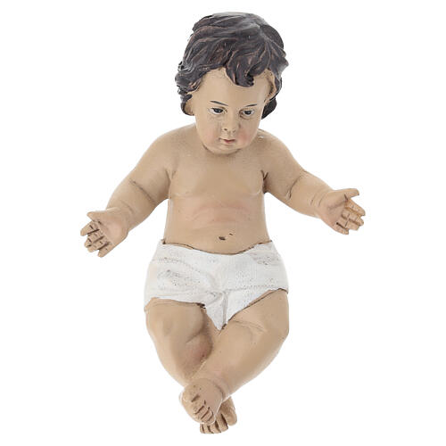STOCK Gesù bambino con culla per presepe resina e stoffa 30 cm 3
