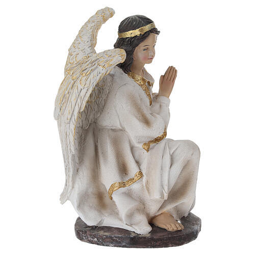 STOCK Anjo ajoelhado para presépio resina e tecido 30 cm 5