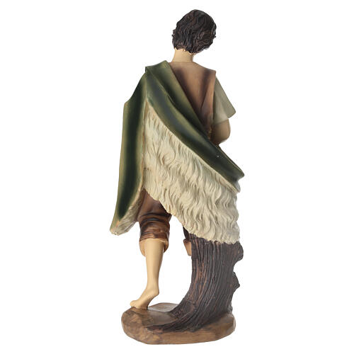 STOCK Shepherd with lamb in coloured resin for 30 cm Nativity Scene 4
