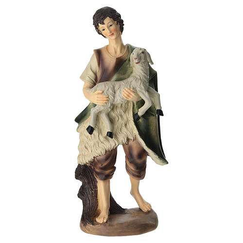 STOCK Pastore con agnello resina colorata presepe 30 cm 1