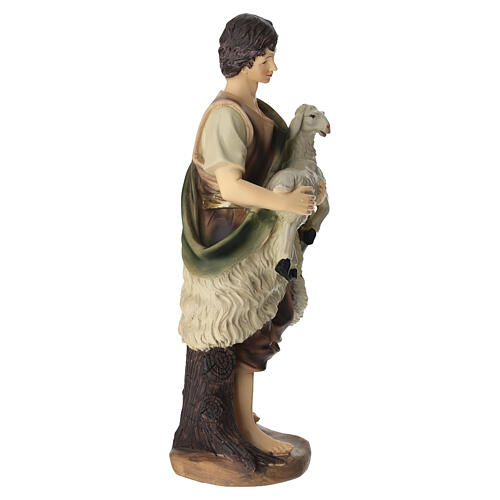 STOCK Pastore con agnello resina colorata presepe 30 cm 3