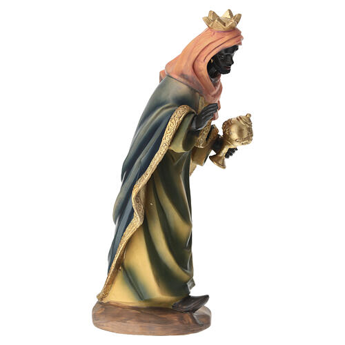STOCK Król Mędrzec ciemnoskóry z kolorowej żywicy - figurka do szopki 30 cm 3