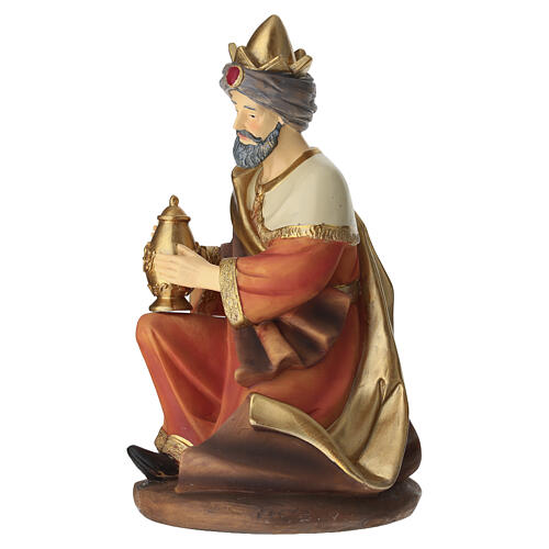 STOCK Resin kneeling white Wise Man for 30 cm Nativity Scene, hand-painted 2
