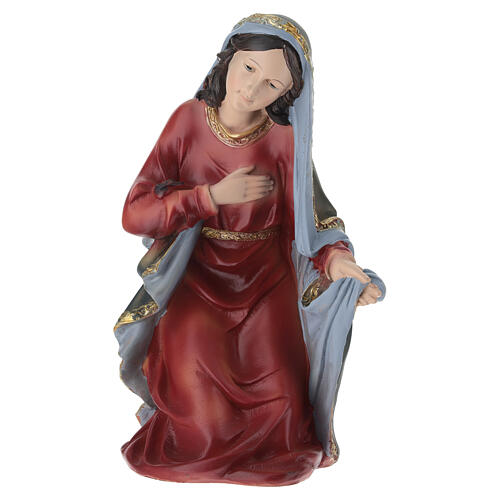 STOCK Marie agenouillée en résine colorée pour crèche 40 cm 1