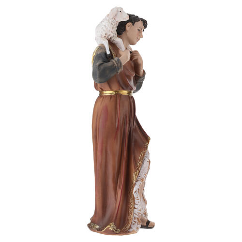 STOCK Shepherd with lamb in coloured resin for 40 cm Nativity Scene 2