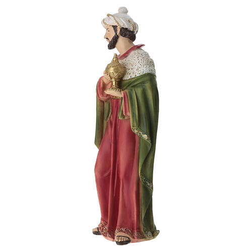 STOCK Król Mędrzec biały, kolorowana żywica, szopka 40 cm 4