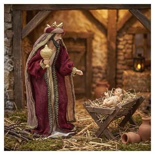 STOCK Król Mędrzec w stylu weneckim, stojący - figurka do szopki 30 cm, żywica i tkanina 2