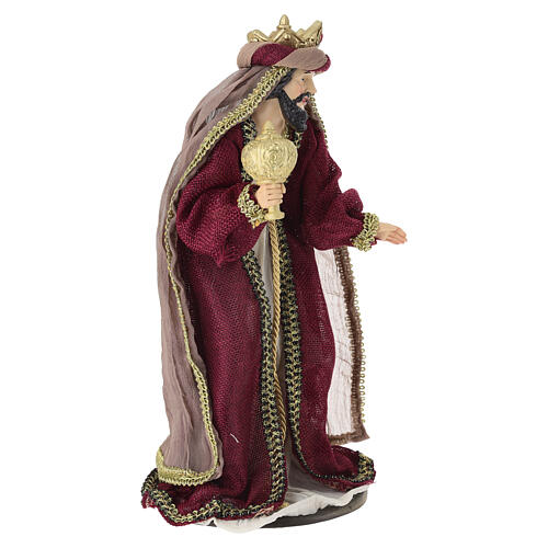 STOCK Król Mędrzec w stylu weneckim, stojący - figurka do szopki 30 cm, żywica i tkanina 4