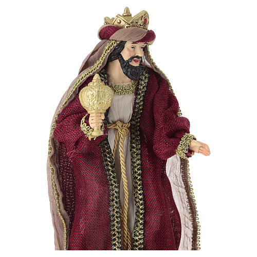STOCK Rei Mago em pé estilo veneziano presépio resina e tecido 30 cm 7