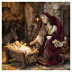 STOCK Mary kneeling for 30 cm Nativity Scene in Venetian style, resin and fabric s2