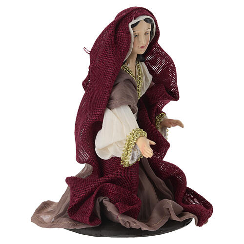 STOCK Maria inginocchiata stile veneziano presepe resina e stoffa 30 cm 4
