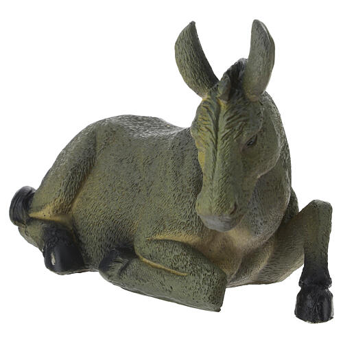 STOCK Âne couché en résine pour crèche 30 cm 3