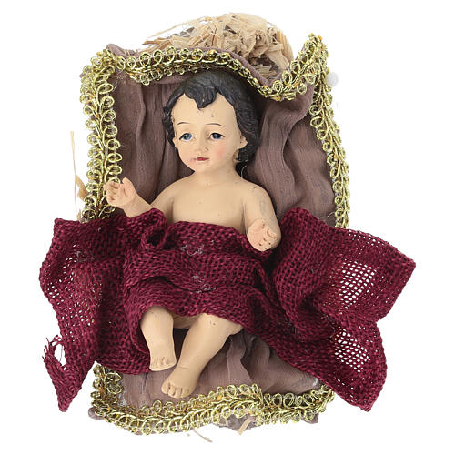 STOCK Gesù bambino con culla in stile veneziano Presepe resina e stoffa 30 cm 3