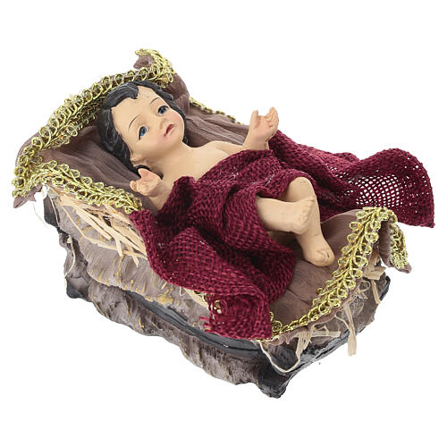 STOCK Gesù bambino con culla in stile veneziano Presepe resina e stoffa 30 cm 4