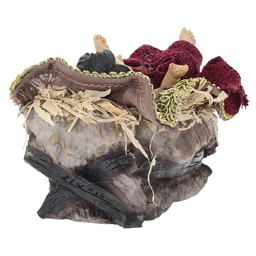 STOCK Gesù bambino con culla in stile veneziano Presepe resina e stoffa 30 cm 6