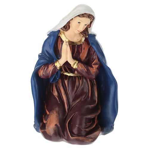 STOCK Maria in ginocchio resina colorata presepe da 30 cm 1