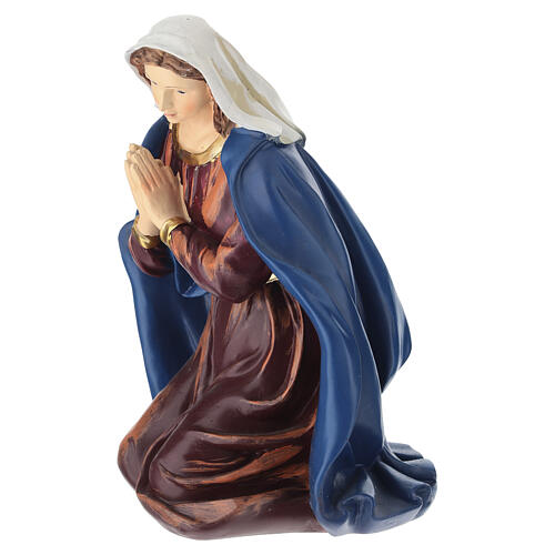 STOCK Maria de joelhos em resina colorida para presépio h 30 cm 2