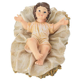 STOCK Enfant Jésus avec berceau en résine colorée pour crèche 30 cm