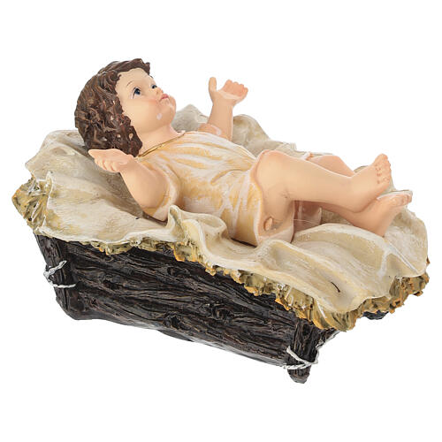 STOCK Dzieciątko Jezus ze żłóbkiem do szopki 30 cm, kolorowa żywica 3