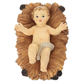 STOCK Enfant Jésus avec berceau résine colorée crèche 40 cm