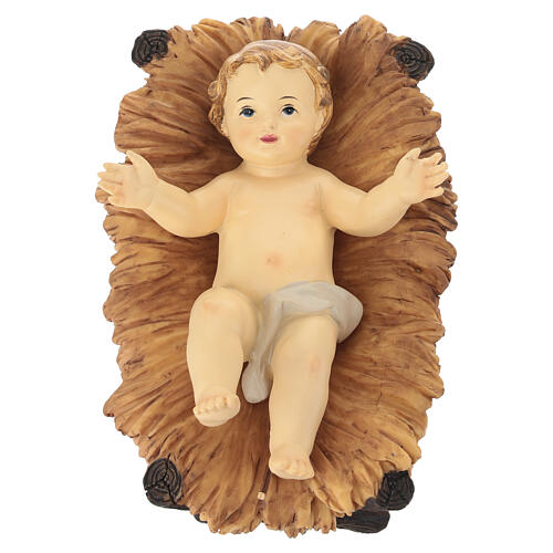 STOCK Gesù con culla resina colorata presepe 40 cm 1