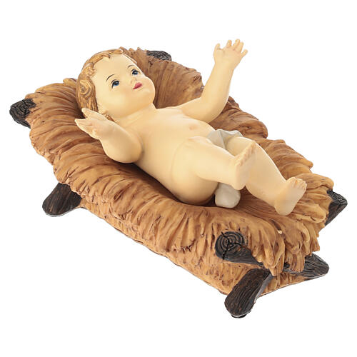 STOCK Dzieciątko Jezus z kolebką, kolorowa żywica - do szopki 40 cm 3