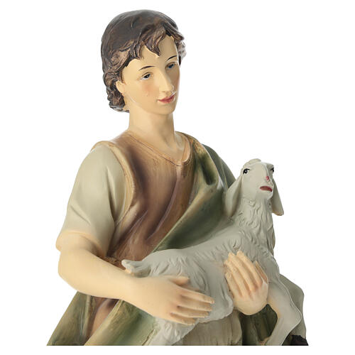 STOCK Pastore con agnello in resina colorata per presepe 40cm 2