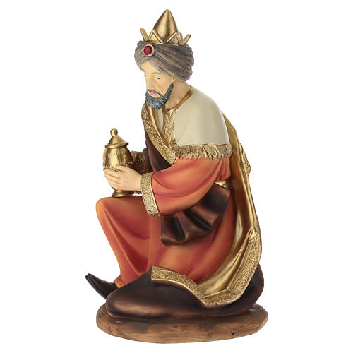 STOCK Król Mędrzec biały klęczący - figurka do szopki 40 cm, żywica 2