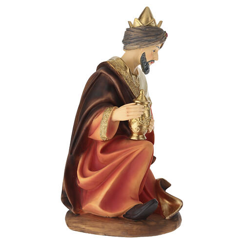 STOCK Król Mędrzec biały klęczący - figurka do szopki 40 cm, żywica 3