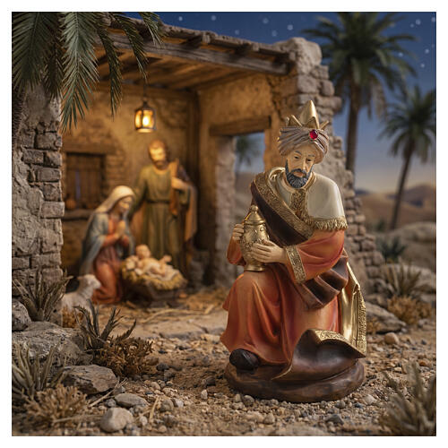 STOCK Magio in ginocchio in resina presepe 43 cm 2