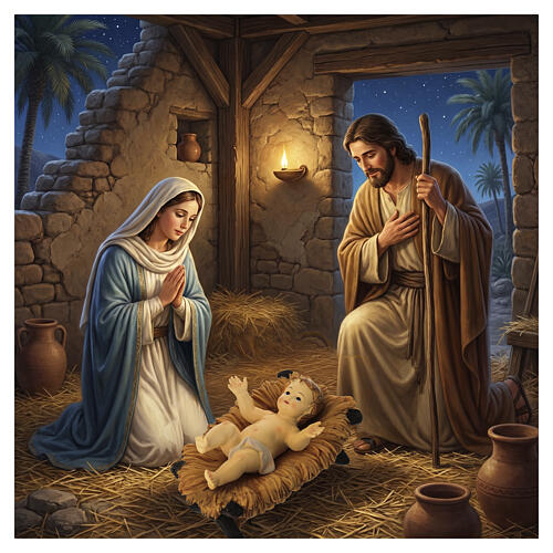 STOCK Infant Jesus with resin crib for 43 cm Nativity Scene 2