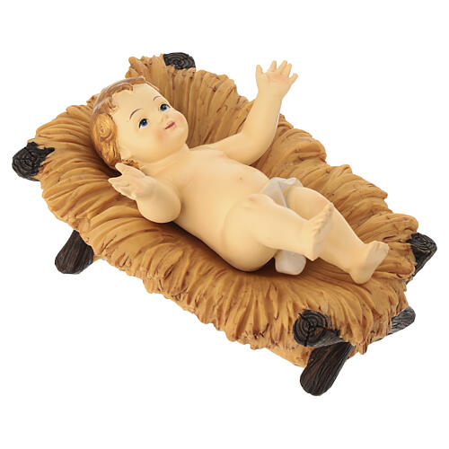 STOCK Gesù con culla in resina presepe 43 cm 3