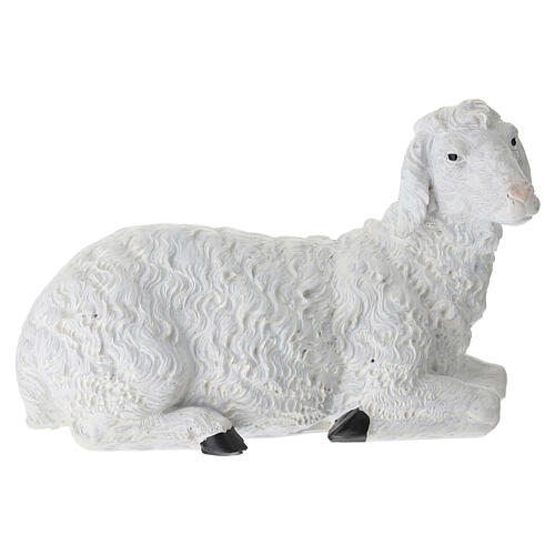 STOCK Mouton couché en résine colorée pour crèche 60 cm 1