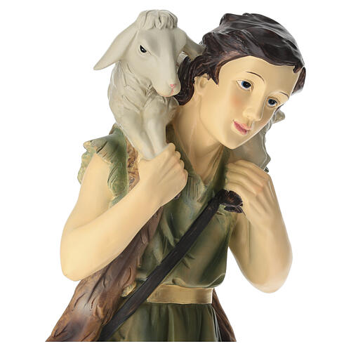 STOCK Shepherd with lamb in resin for Nativity Scene, 61 cm 2
