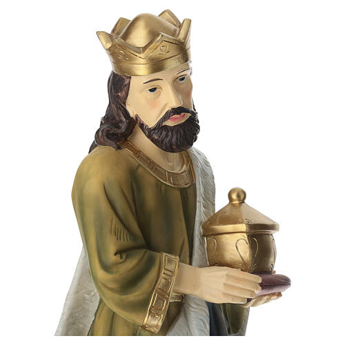 STOCK Król Mędrzec biały, stojący - figurka do szopki 61 cm, ręcznie malowana żywica 2