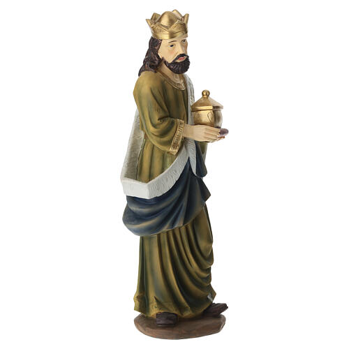 STOCK Król Mędrzec biały, stojący - figurka do szopki 61 cm, ręcznie malowana żywica 4